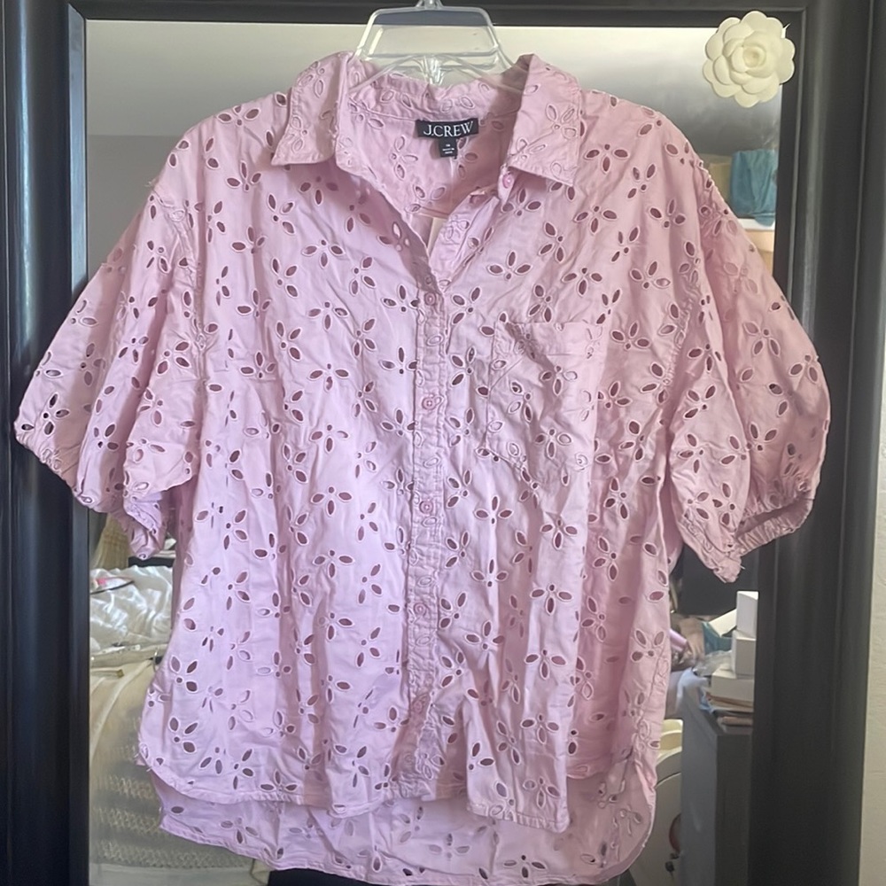 NWT J Crew spring garden eyelet top 14